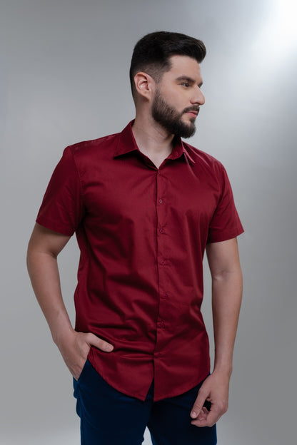 Camisa Social Slim Manga Curta
