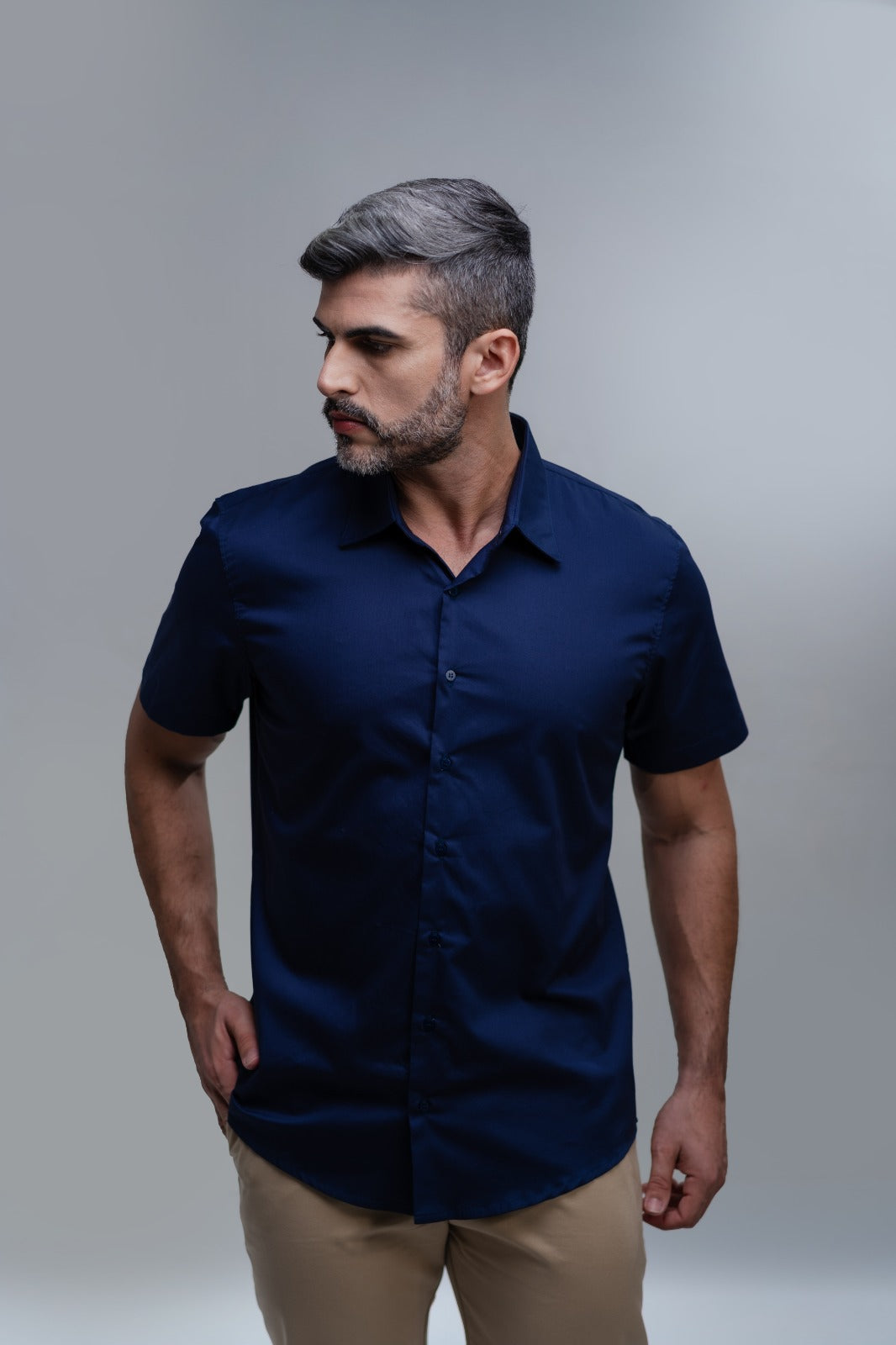 Camisa Social Slim Manga Curta