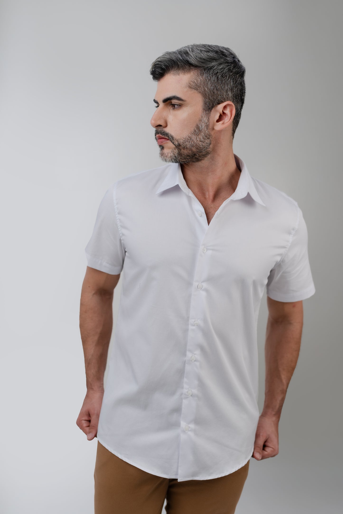 Camisa Social Slim Manga Curta