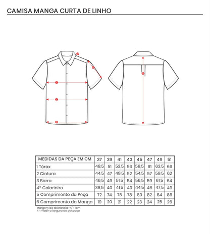 Camisa Puro Linho Manga Curta